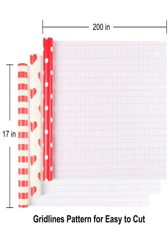 Chbgutlmr لفائف ورق تغليف هدايا عيد الحب، مجموعة من 3 لفائف مزينة بقلوب وخطوط ونقاط، مقاس كل لفة 17 × 200 بوصة، بتصاميم أنيقة باللونين الأحمر والأصفر لحفلات الزفاف والذكرى السنوية وحفلات استقبال المولود الجديد - Image 2